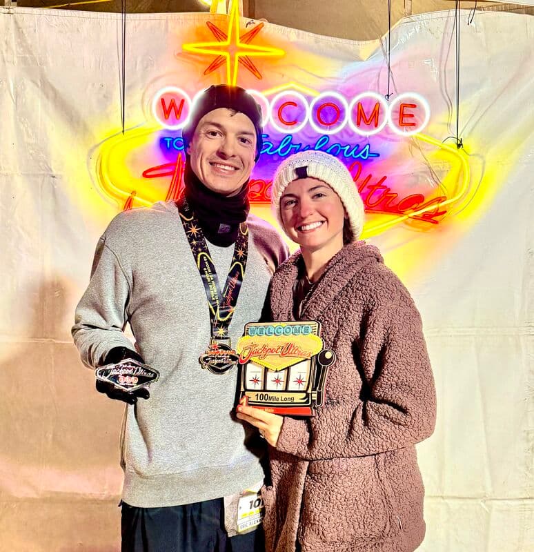 Eric and Julie at the Jackpot Ultras 100 Miles — 1st Overall